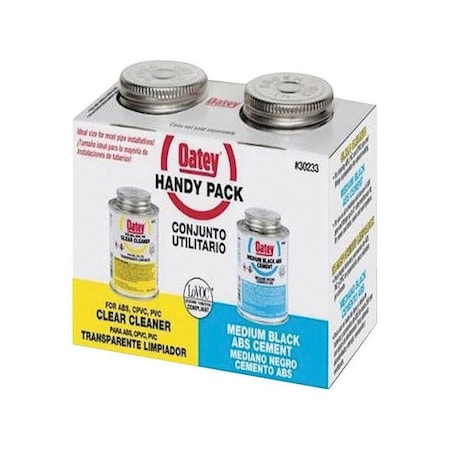 Oatey Handy Pack Clear/Black Cement and Cleaner For ABS , 2PK 30252
